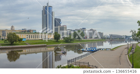 embankment in the center of Minsk. 136655416