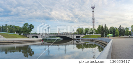 morning embankment of the river Minsk morning embankment of the river Minsk 136655417