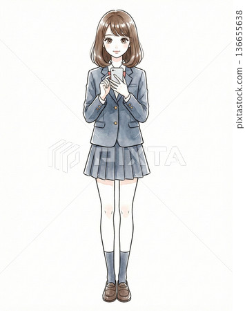 操作智能手機的女高中生 136655638