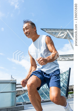 Senior man doing training Senior man doing training 136655680