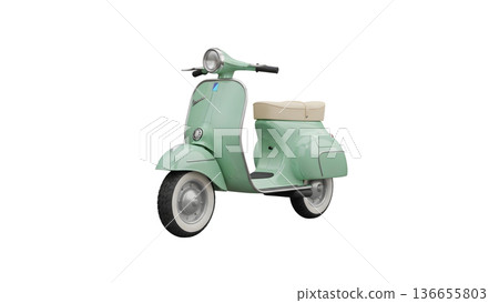 Vintage Mint Green Italian Style Scooter Isolated on White Background 136655803