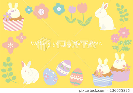 Easter eggs, rabbits and sweets illustration set Easter eggs, rabbits and sweets illustration set 136655855