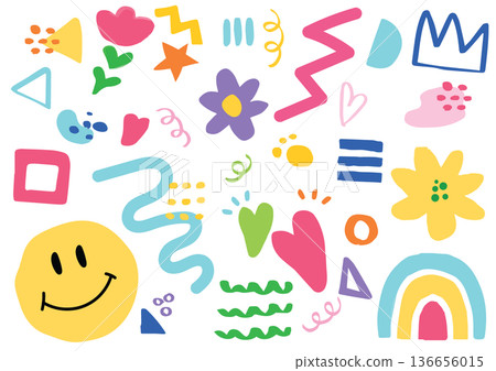 Pop and cute doodle style illustrations 136656015