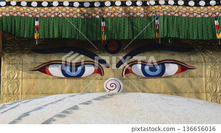 Buddhist Stupa Boudhanath in Kathmandu. 136656016