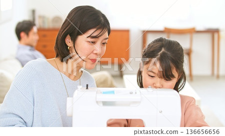 Family conversation sewing machine image 136656656
