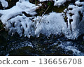 Spray ice on a mountain stream 136656708