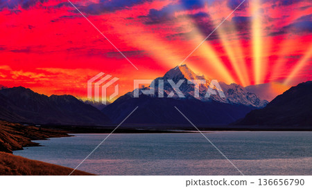 奧拉基庫克山國家公園美麗的日落 136656790