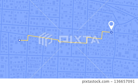Path from a point to the intended goal, destinations, signs. roads throughout map. Navigation mapping technology. Location tracks dashboard. Vector illustration 136657091