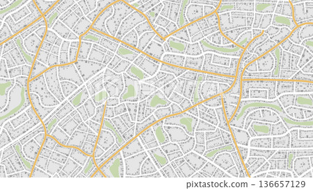 View from above the map buildings. Detailed view of city. Tracking car location.. City top view. Abstract background. Flat style, Vector, illustration isolated. 136657129