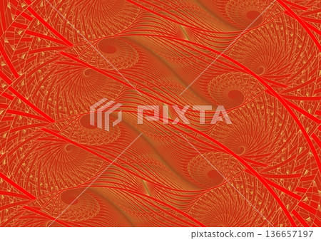 牆上繪有金色波浪圖案② 136657197