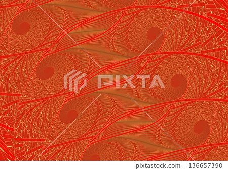 Gold wave pattern painted on the wall② Gold wave pattern painted on the wall② 136657390