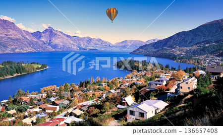 皇后鎮和瓦卡蒂普湖的壯麗景色 136657408