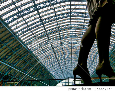 Eurostar Platform at St Pancras International Railway Station in London, England Eurostar Platform at St Pancras International Railway Station in London, England 136657438