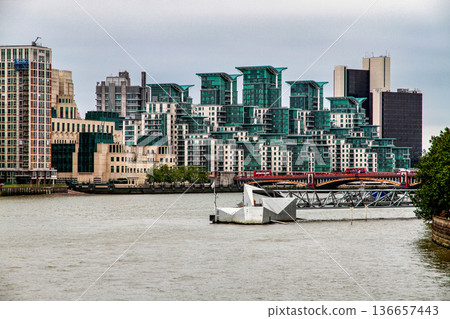 The River Thames Southbank from Westminster Bridge to Tower Bridge in London, England, United Kingdom 136657443