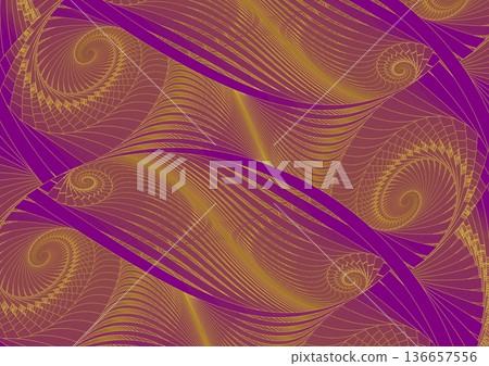 Gold wave pattern painted on the wall② Gold wave pattern painted on the wall② 136657556