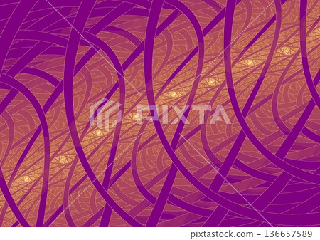 Gold wave pattern painted on the wall② 136657589