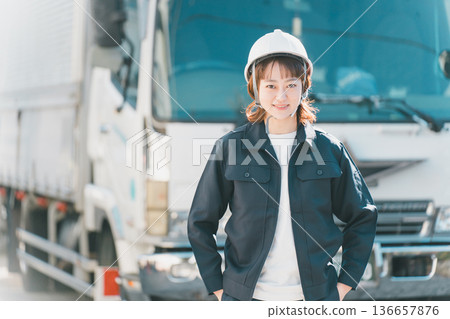 truck driver, female, lady 136657876
