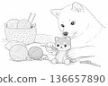 Shiba Inu making an amamitomo (line drawing) 136657890