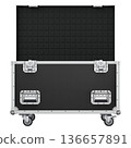 Front view of open flight case isolated on white background - 3D illustration 136657891