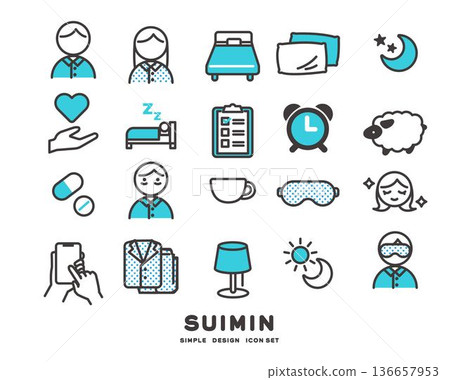 失眠圖示向量圖素材 136657953