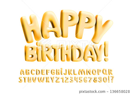 3D inflated golden font, holographic metal bubble letters, foil balloon numbers. Glossy iridescent typography, plump round shapes. Fun festive party design for birthday poster, cool baby cute Y2K text 3D inflated golden font, holographic metal bubble letters, foil balloon numbers. Glossy iridescent typography, plump round shapes. Fun festive party design for birthday poster, cool baby cute Y2K text 136658028