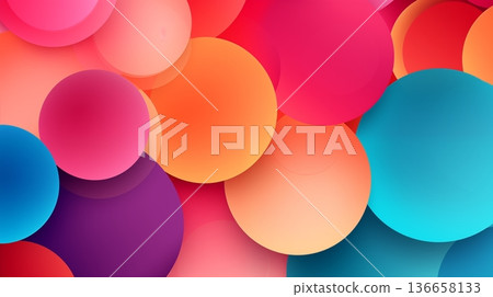 Colorful circles background. Abstract background with colorful gradient circles. 136658133