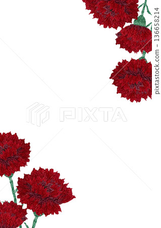 [Carnation frame] Hand embroidery illustration material 136658214
