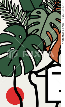 Abstract Tropical Leaves Illustration 136658479