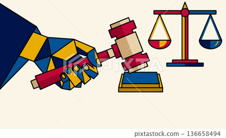 Geometric Justice: Gavel and Scales Geometric Justice: Gavel and Scales 136658494