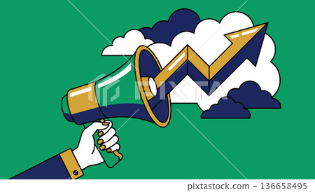 Marketing Announcement with Growth Arrow Marketing Announcement with Growth Arrow 136658495
