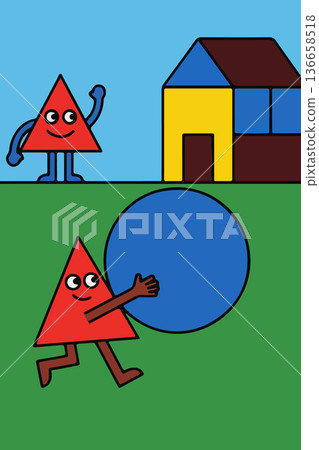 Geometric Cartoon Landscape Geometric Cartoon Landscape 136658518