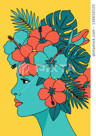 Floral Woman Portrait Floral Woman Portrait 136658520