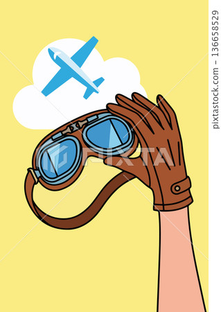 Pilot Goggles and Airplane Dream Pilot Goggles and Airplane Dream 136658529