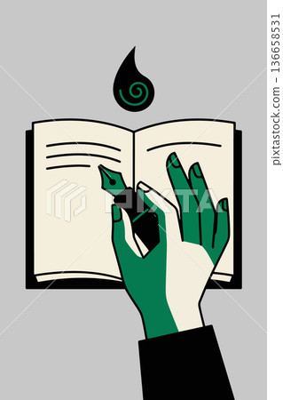 Writing in a Book with a Fountain Pen Writing in a Book with a Fountain Pen 136658531