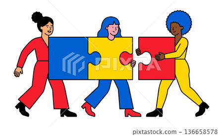 Teamwork Connecting Puzzle Pieces Teamwork Connecting Puzzle Pieces 136658578
