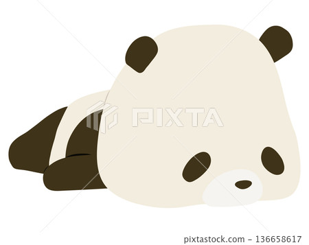 熊貓臉朝下睡覺 136658617