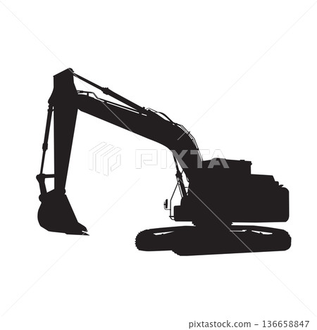 Silhouette of the excavator 136658847