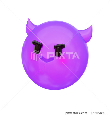 3D Emoji Facial Emotion Icon Set | Joy, Anger, Sadness, and Reactions - Smiling Devil Face 3D Emoji Facial Emotion Icon Set | Joy, Anger, Sadness, and Reactions - Smiling Devil Face 136658909