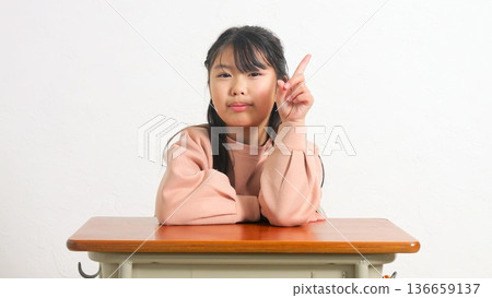 Elementary school student school bag desk image Elementary school student school bag desk image 136659137