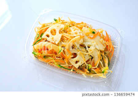 Refreshing burdock and lotus root salad Refreshing burdock and lotus root salad 136659474