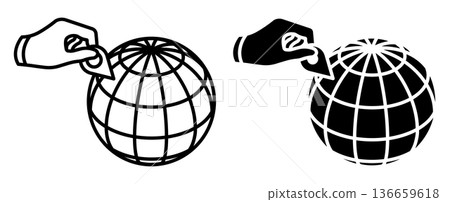 Linear isometric icon. Travel agent geotags globe to determine a new travel destination. Simple vector isolated on white background 136659618