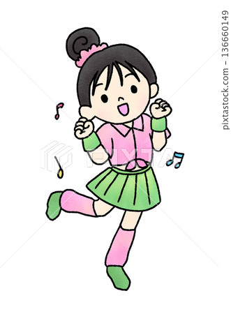 手繪的跳舞女孩插圖 136660149