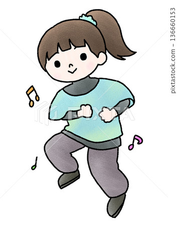 手繪的跳舞女孩插圖 136660153