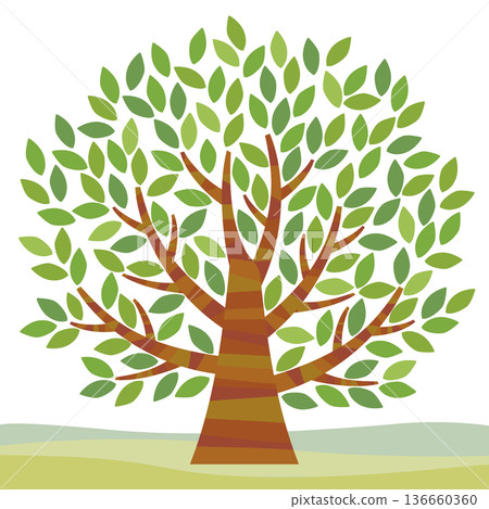 A vector illustration of a simple and stylish tree towering over the earth A vector illustration of a simple and stylish tree towering over the earth 136660360
