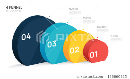 Sales funnel Infographic diagram template for business. Modern Timeline 4 steps Tunnel, presentation vector infographics. Sales funnel Infographic diagram template for business. Modern Timeline 4 steps Tunnel, presentation vector infographics. 136660815