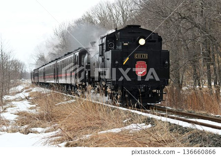 千茂本線，釧路士瀧源站 - 洞爺站，蒸汽機車經過岩鍫道口 136660866