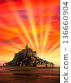 Beautiful evening view of Mont Saint-Michel Abbey 136660904