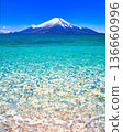 Composite of coral reef sea and Mt. Fuji 136660996