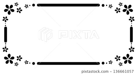 Black frame with flowers on the four corners 136661057