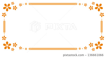 Orange frame with flowers on all four corners 136661066